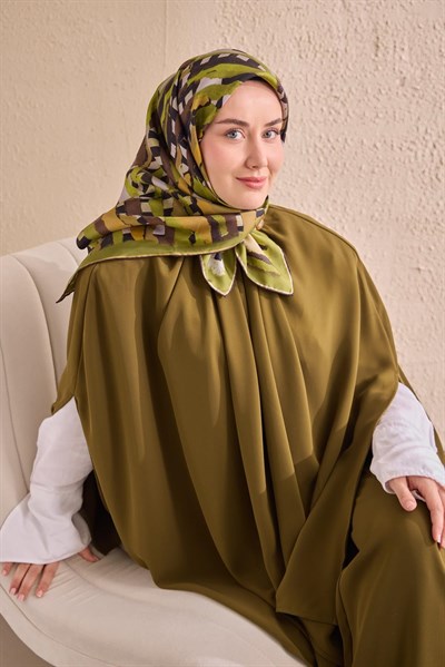 Twill İpek Eşarp Şerit Fıstık Yeşili