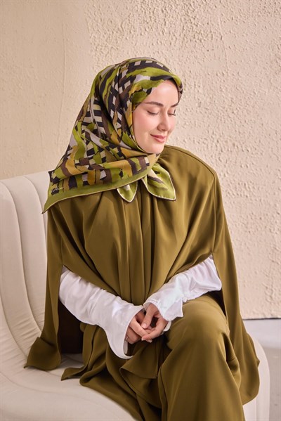 Twill İpek Eşarp Şerit Fıstık Yeşili