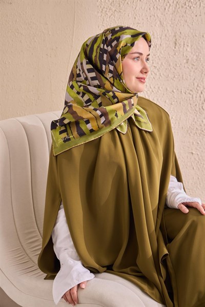 Twill İpek Eşarp Şerit Fıstık Yeşili