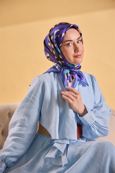 Twill İpek Eşarp Şerit Mor