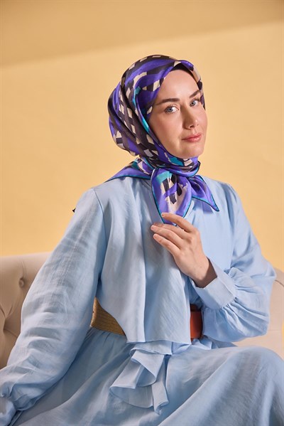 Twill İpek Eşarp Şerit Mor
