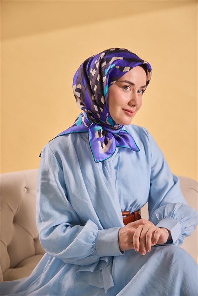 Twill İpek Eşarp Şerit Mor