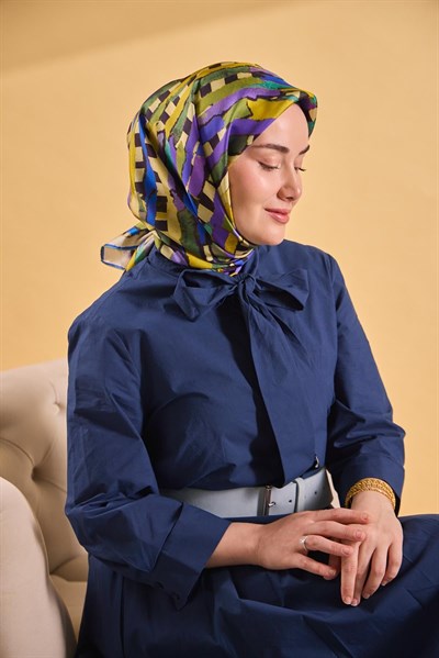 Twill İpek Eşarp Şerit Sarı