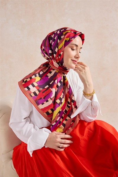 Twill İpek Eşarp Şerit Somon