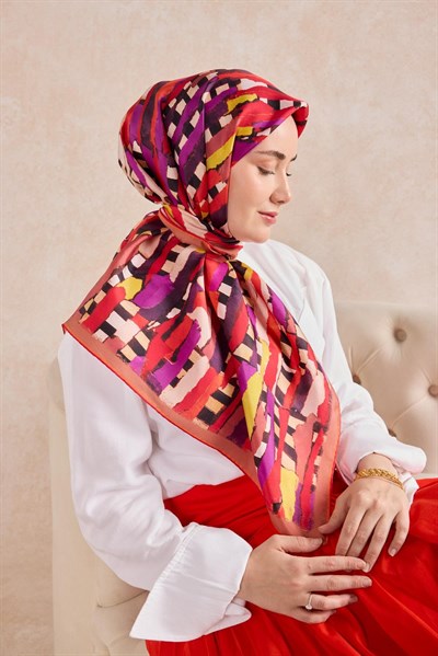 Twill İpek Eşarp Şerit Somon