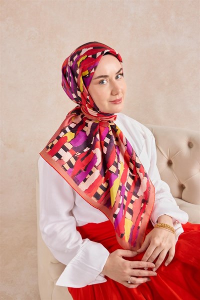 Twill İpek Eşarp Şerit Somon