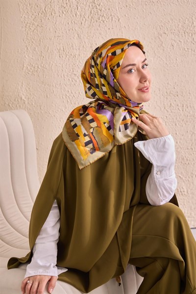Twill İpek Eşarp Şerit Turuncu