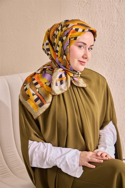 Twill İpek Eşarp Şerit Turuncu