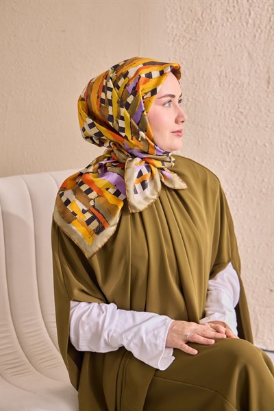 Twill İpek Eşarp Şerit Turuncu