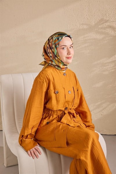Twill İpek Eşarp Şerit Turuncu