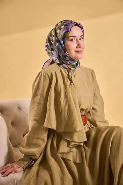 Twill İpek Eşarp Şerit Yeşil