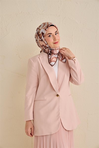 Twill İpek Eşarp Soyut Desen Gümüş 90x90