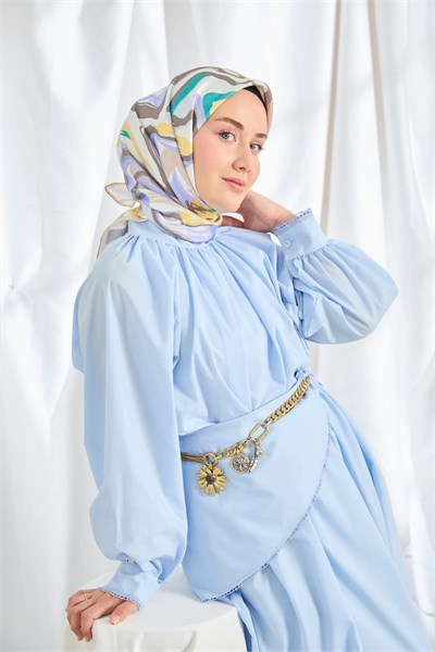 Twill İpek Eşarp Soyut Eflatun