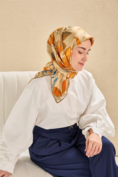 Twill İpek Eşarp Sulu Boya Bej 90x90