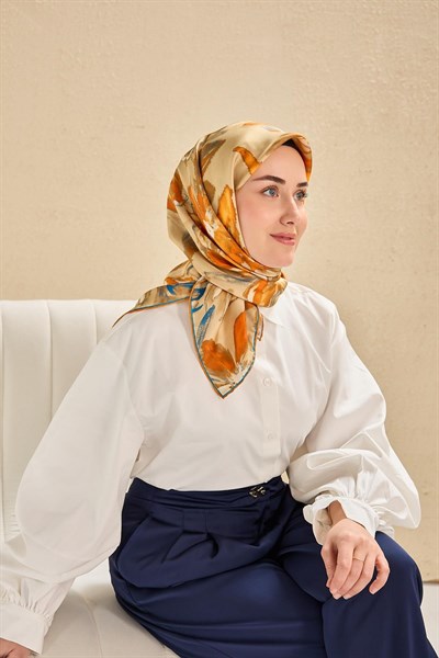 Twill İpek Eşarp Sulu Boya Bej 90x90