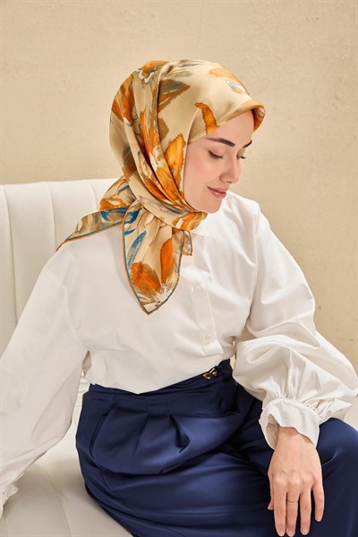 Twill İpek Eşarp Sulu Boya Bej 90x90