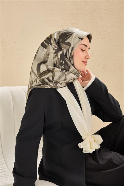Twill İpek Eşarp Sulu Boya Gri 90x90