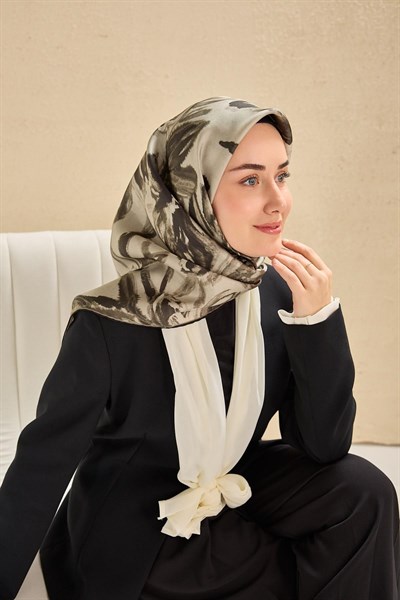 Twill İpek Eşarp Sulu Boya Gri 90x90