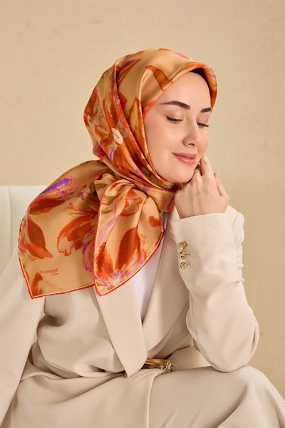 Twill İpek Eşarp Sulu Boya Kavuniçi 90x90