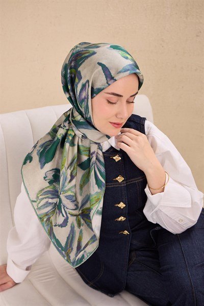Twill İpek Eşarp Sulu Boya Petrol Yeşili 90x90