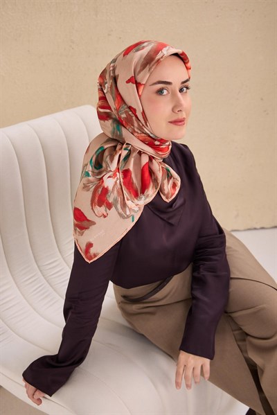 Twill İpek Eşarp Sulu Boya Pudra Pembe 90x90