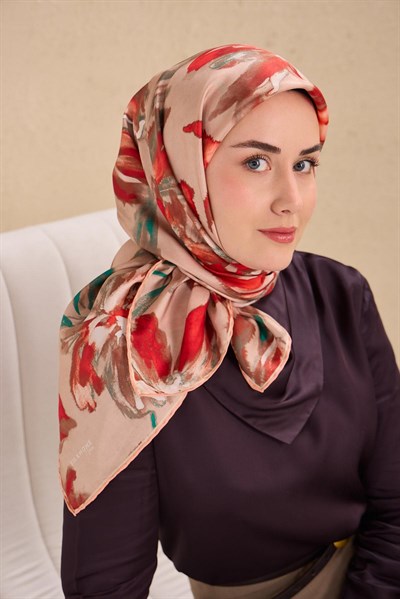 Twill İpek Eşarp Sulu Boya Pudra Pembe 90x90