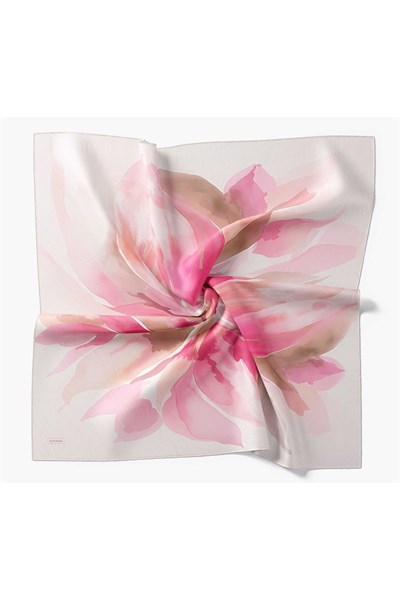 Twill İpek Eşarp Watercolor Pembe