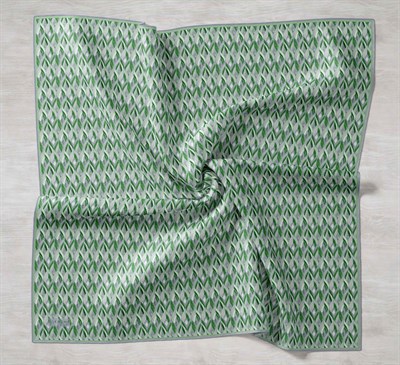 Twill İpek Eşarp Yaprak Ritmi Çimen Yeşili 90x90