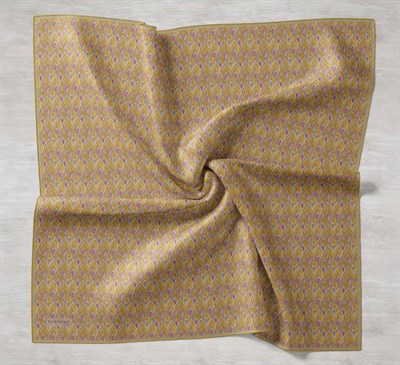 Twill İpek Eşarp Yaprak Ritmi Koyu Sarı 90x90