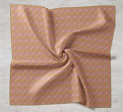 Twill İpek Eşarp Yaprak Ritmi Koyu Turuncu 90x90