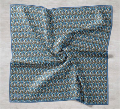 Twill İpek Eşarp Yaprak Ritmi Mavi Lila 90x90