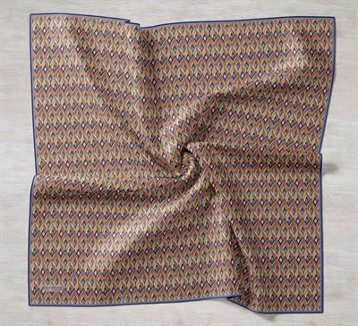 Twill İpek Eşarp Yaprak Ritmi Taba Sarı 90x90