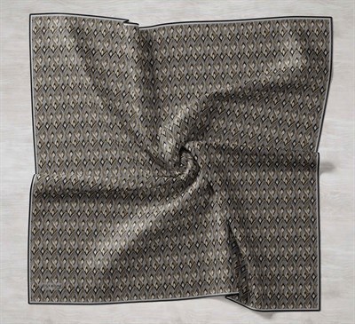 Twill İpek Eşarp Yaprak Ritmi Yeşil Gri 90x90