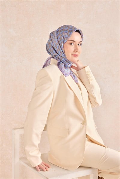 Twill İpek Eşarp Zincir Bebe Mavi