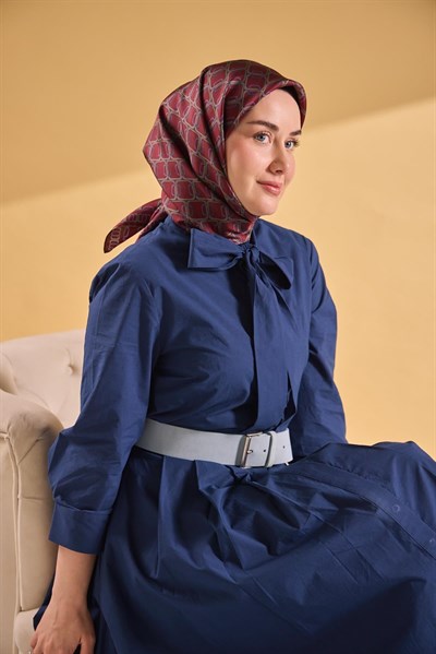 Twill İpek Eşarp Zincir Bordo