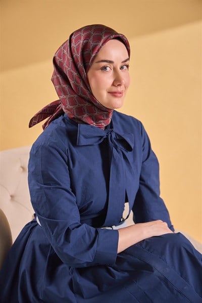 Twill İpek Eşarp Zincir Bordo