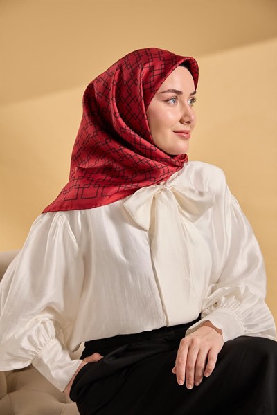 Twill İpek Eşarp Zincir Kırmızı
