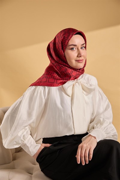 Twill İpek Eşarp Zincir Kırmızı