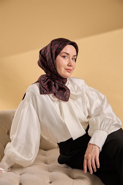 Twill İpek Eşarp Zincir Siyah