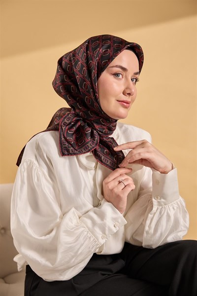 Twill İpek Eşarp Zincir Siyah