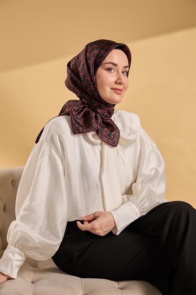 Twill İpek Eşarp Zincir Siyah