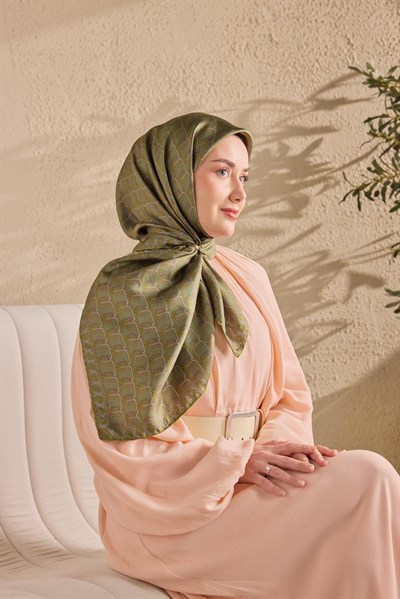 Twill İpek Eşarp Zincir Yeşil