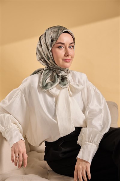Twill İpek Flow Lines Eşarp Çağla Yeşili 90x90