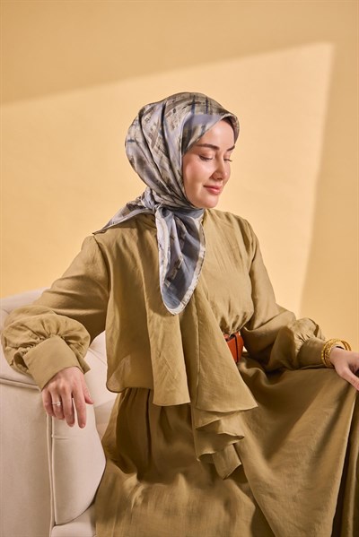 Twill İpek Flow Lines Eşarp Koyu İndigo 90x90