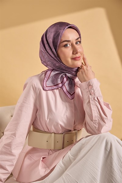 Twill İpek Geo Eşarp Lila 90x90