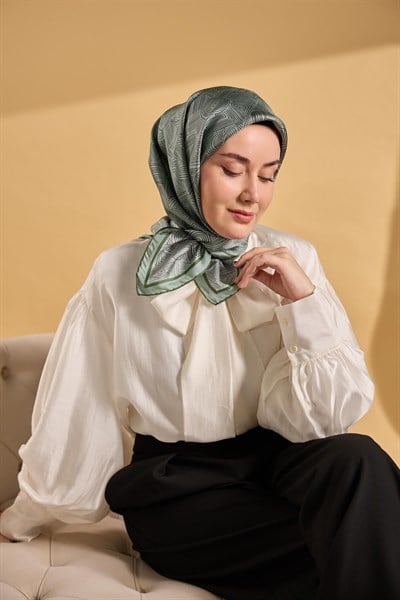 Twill İpek Geo Eşarp Su Yeşili 90x90