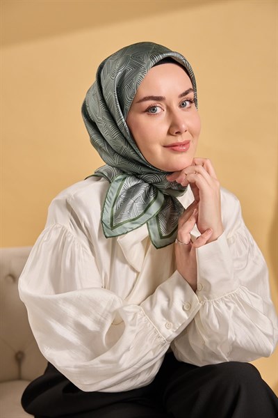 Twill İpek Geo Eşarp Su Yeşili 90x90