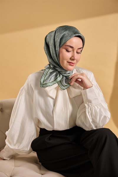Twill İpek Geo Eşarp Su Yeşili 90x90