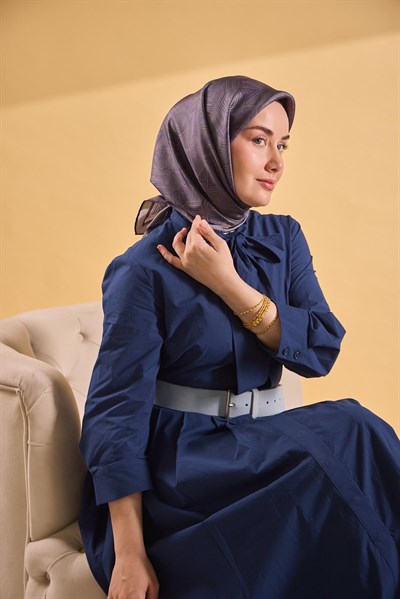 Twill İpek Geo Eşarp Yeşil Gri 90x90