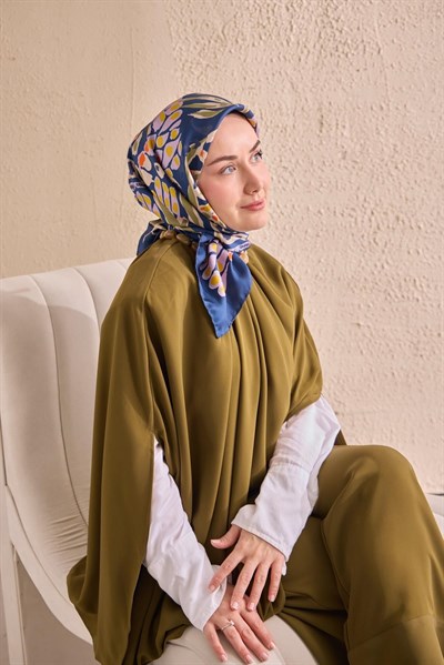 Twill İpek Mercan Eşarp Gece Mavisi 90x90
